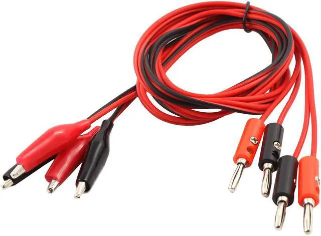 Main image of Double Alligator Clip to Banana Plug Audio Video Test Wire Cable 1M Long 2 Pairs