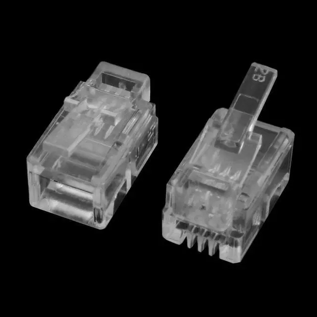 Alt view image 2 of 2 - Phone 4P4C RJ9 Telephone Cable End Adapter Connector Plug Clear 22pcs