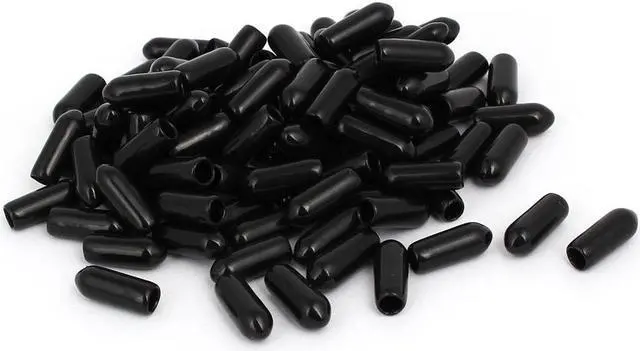 Main image of 4mm Inner Dia Rubber Hose End Cap Screw Thread Protector Cover Black 100pcs
