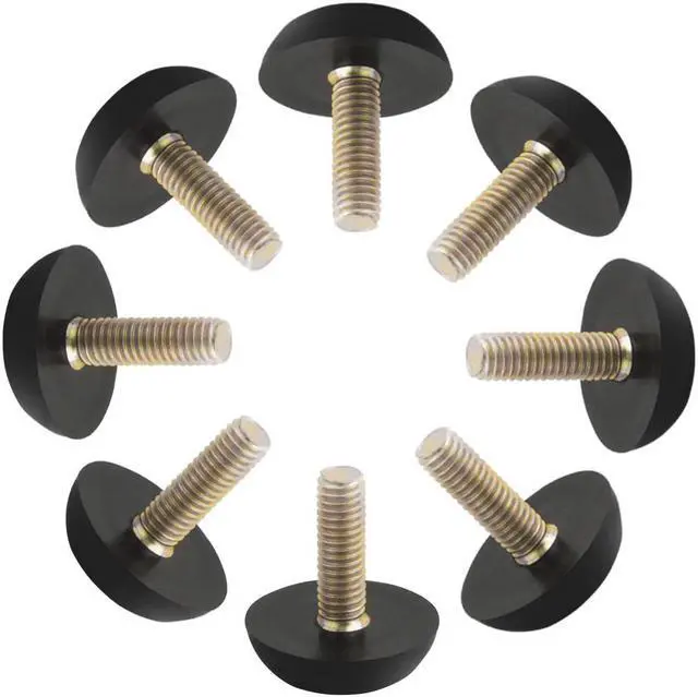 Main image of Home Office Adjustable Leveling Foot Glide Black Brass Tone 6mm Thread Dia 8pcs