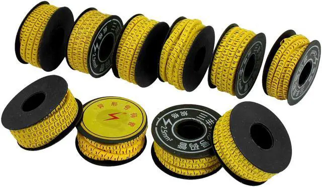 Main image of Unique Bargains 10 Rolls Concave Conversed Shape 2.5mm2 Wire Cable Marker Number 0-9