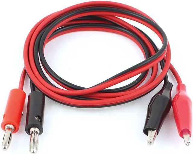 Main image of Pair Red Black Alligator Test Lead Clip to Banana Plug Probe Cable 1M 3Ft