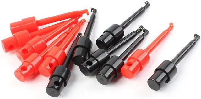 Main image of Unique Bargains Black Red Plastic Coated Multimeter Test Wire Single Hook Clips 12 Pcs