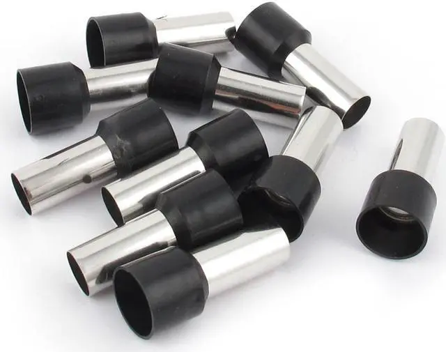 Main image of Unique Bargains 10 Pcs Wire Crimp Terminal Tubular Insulated Ferrule Black E25-16 4AWG 25mm2