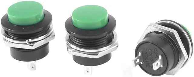 Main image of Green OFF(ON) 10mm Momentary Push Button Switch AC 6A/125V 3A/250V 3PCS
