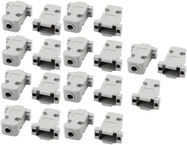 Main image of Unique Bargains 19 Pcs D-Sub DB9 9Pin Connector Shielded Plastic Hood Cover Housing Shell Gray