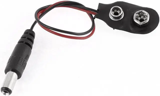 Main image of Unique Bargains 5.5mmx2.1mm DC Male Plug 9V Battery Buckle Clip Connector Holder Cable 19cm Long