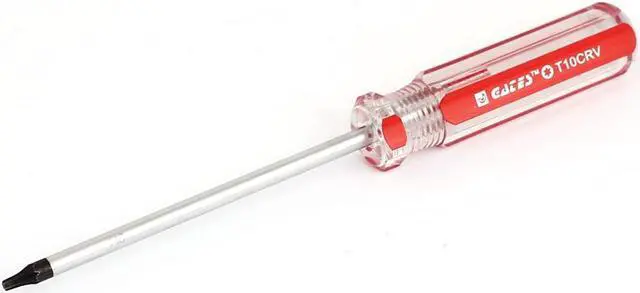 Main image of Clear Red Plastic Handle 3mm Tip T10 Magnetic Torx Security Screwdriver