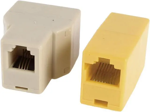 Alt view image 2 of 2 - 6P4C RJ11 Female to Dual Female Socket + 8P8C RJ45 Female to Female F/F Adapter