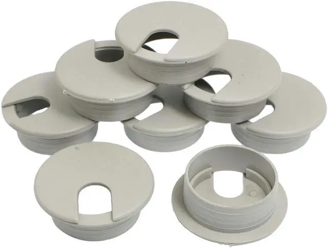Main image of 8 Pcs Office Computer Desk Cable Hole Covers Plastic Grommets Gray 35mm