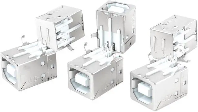 Main image of Unique Bargains 6pcs Single Port 90 Degree 4 Pin Plug USB Type B Female Jack Socket