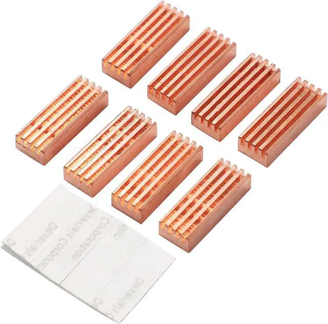 Main image of 8 Pcs 22mm x 8mm x 5mm Self-Adhesive Copper Memory Cooler Heatsink for DDR DDR3