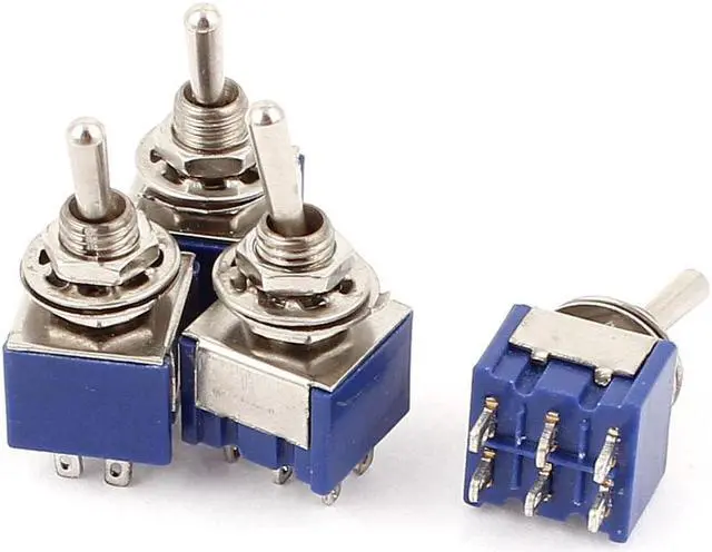Main image of 4 Pcs AC 6A 125V 2 Position 6Pins DPDT ON-ON Micro Mini Toggle Switch