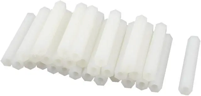 Main image of 40mm M3 Female Thread White Nylon PCB Spacer Hex Stand-Off Pillar 30Pcs