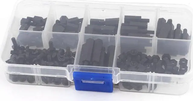 Alt view image 2 of 2 - Unique Bargains 180 Pcs M3 Nylon Hex Spacers Screw Nut Stand-off Plastic Assortment Kit Black