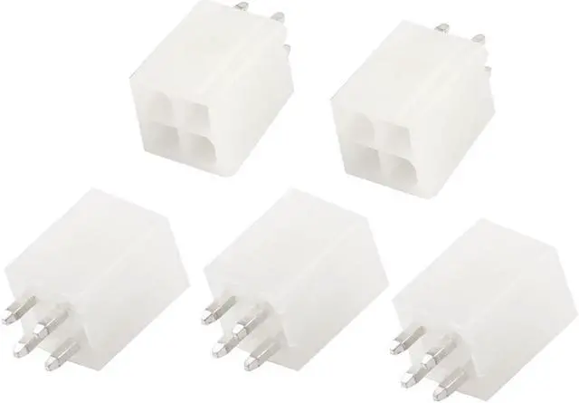 Main image of Unique Bargains 5 Pcs Beige 4 Pin Straight Plug Jack ATX PCB Power Connector Adapter