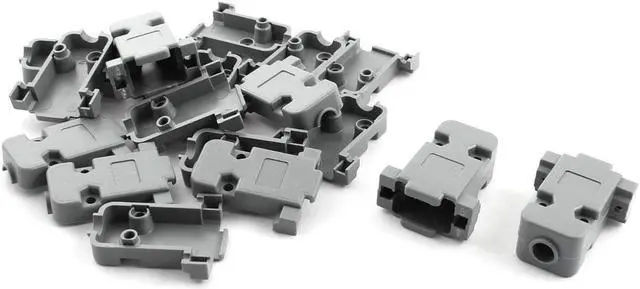 Main image of Gray Plastic RS232 DB9 Female Connector Hood Cover Cap 10 Pcs