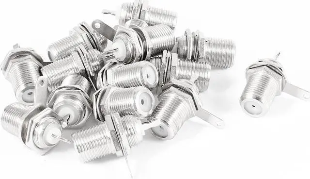 Main image of Unique Bargains 15 Pcs F Chassis Panel Mount Female Jack Solder Connector Adapter Silver Tone