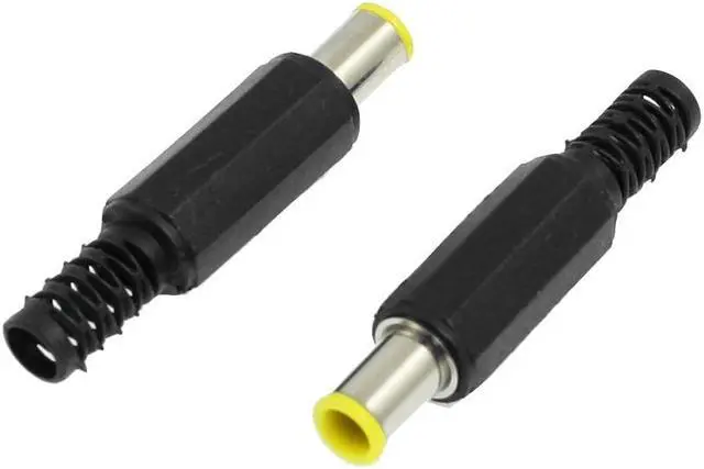 Main image of Unique Bargains 2Pcs 4.3 x 6mm Male DC Power Plug Jack Connector Black Yellow Silver Tone
