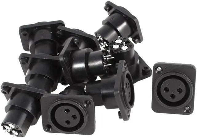 Main image of Unique Bargains 10 Pieces Straight Terminal XLR Female Jack Panel Mounted Chassis Connector