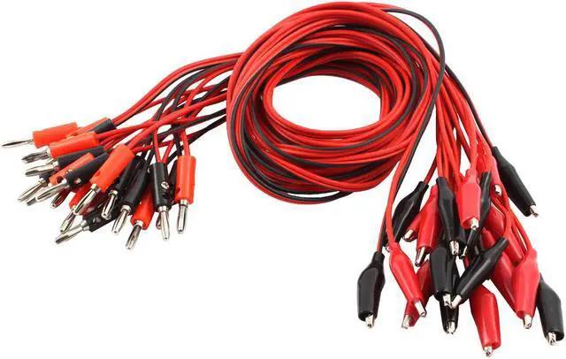 Main image of Double Alligator Clip to Banana Plug Video Test Lead Cable 1M Length 10 Pairs