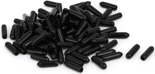 Main image of 3mm Inner Dia Rubber Hose End Cap Screw Thread Protector Cover Black 100pcs