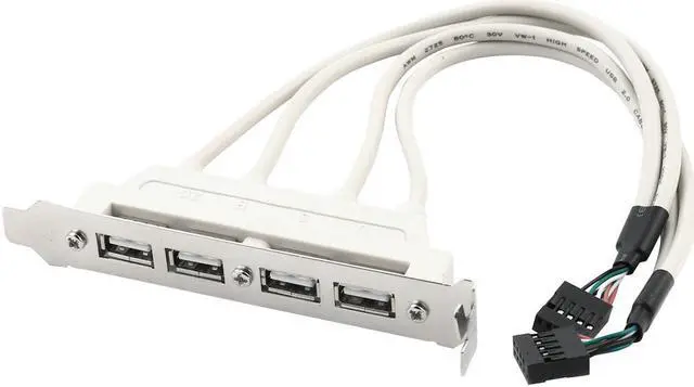 Main image of Unique Bargains PC Motherboard USB2.0 9 Pin Header to 4 Ports A Female Adapter Cable Cord Gray