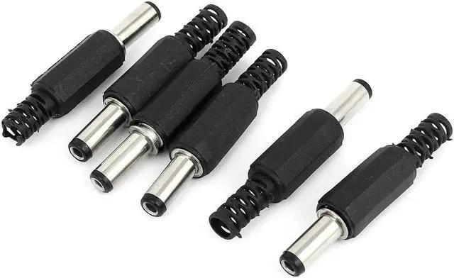 Main image of Unique Bargains 6 Pcs 2.5mm x 5.5mm x 14mm Male Socket DC Power Plug Jack Connector Black