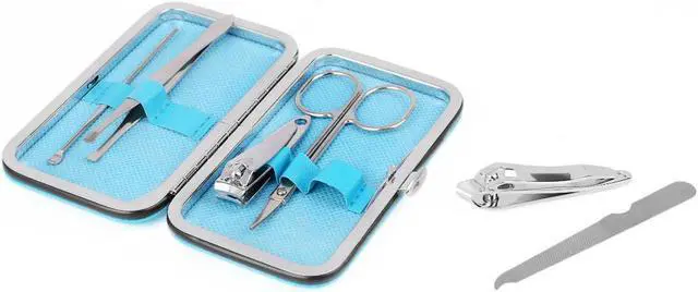 Alt view image 3 of 4 - 6pcs Manicure Pedicure Nail Clipper Set Earpick Eyebrow Tweezer Grooming Kit