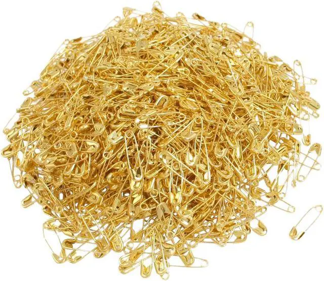 Main image of Unique Bargains 1000 Pcs Gold Tone Metal Safety Pins Clothing Trimming Button Office Home