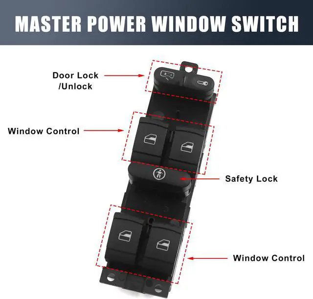 Alt view image 3 of 5 - Driver Side Power Window Switch for 98-05 VW Golf Jetta Passat B5 1J4 959 857 B