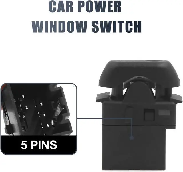 Alt view image 4 of 7 - Car Power Window Switch with Wiring Harness Socket 2 in 1 DC 12V 5 Pin