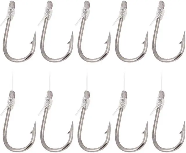 Main image of Unique Bargains 10 Pcs 4# Metal Eyeless Sharp Bait Barb Wire Leader Fishing Hook Gray