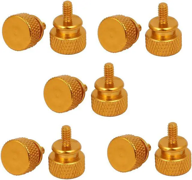 Main image of Computer PC Case Fully Threaded Knurled Thumb Screws Gold Tone 6#-32 10pcs