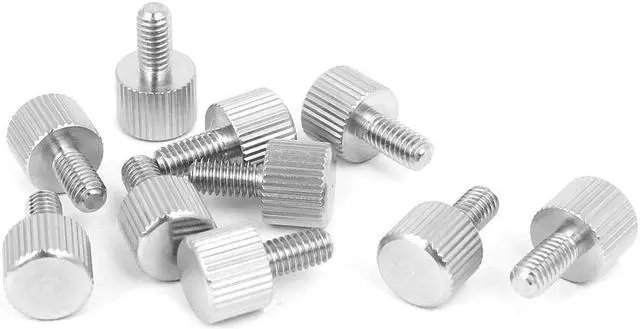 Main image of Computer PC Case Stainless Steel Flat Head Knurled Thumb Screw M4 x 8mm 10pcs