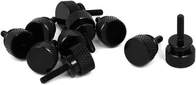 Main image of Computer PC Case Aluminum Alloy Knurled Thumb Screws Black M3x12mm 10pcs