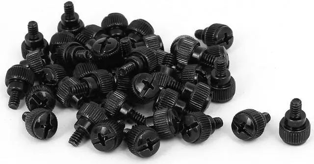 Main image of Computer PC Case Black Zinc Plated Knurled Phillips Head Thumb Screw 6#-32 40pcs