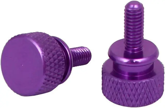 Alt view image 2 of 3 - Computer PC Case Shoulder Type Knurled Thumb Screw Purple M4x10mm 10pcs