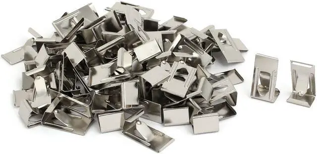 Main image of 26mmx14mm Picture Photo Frame Metal Spring Turn Clip Hanger Siver Tone 100pcs
