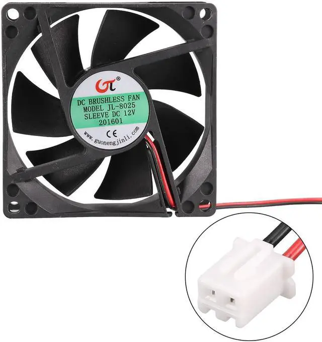 Alt view image 2 of 7 - DC12V 0.25A 80x80x25mm 7 Vanes Coolant Cooler Fan for Computer w 2Terminals Wire