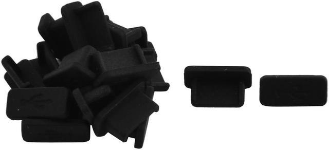Phone Rubber USB Type C Female Port Anti Dust Cover Cap Plug Black 20pcs 