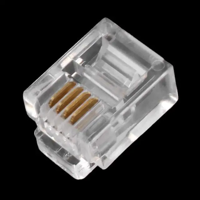 Alt view image 4 of 4 - RJ11 4P4C Plug Jack Telephone Phone Handset Cable Wire Connector Clear 50pcs