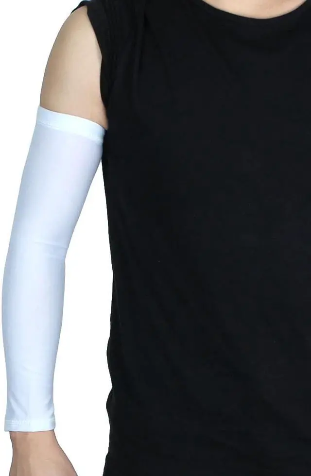 Alt view image 4 of 7 - Unisex Golf Basketball Sports Sun Protection Cover Arm Sleeves White XL Pair