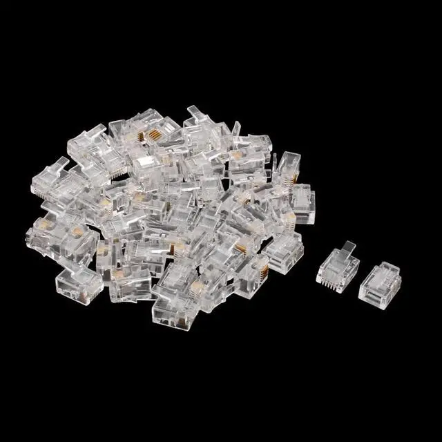 Alt view image 2 of 4 - RJ11 4P4C Plug Jack Telephone Phone Handset Cable Wire Connector Clear 50pcs