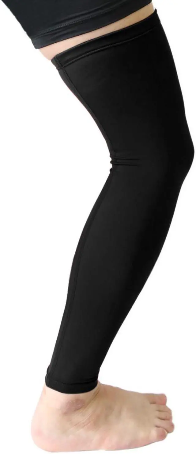 Alt view image 2 of 3 - Black XL Size Long Sport Stretch Brace Leg Sleeve Knee Calf UV Protector