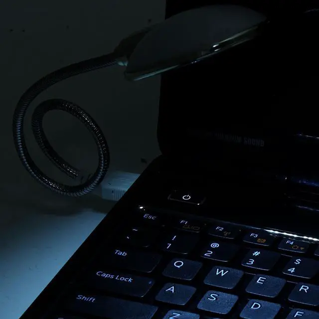Alt view image 3 of 3 - Laptop Gooseneck Touch Switch Desk Reading Bright USB 13 LED Light Lamp White