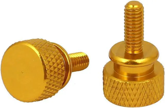 Alt view image 2 of 3 - Computer PC Case Shoulder Type Knurled Thumb Screw Gold Tone M4x10mm 10pcs