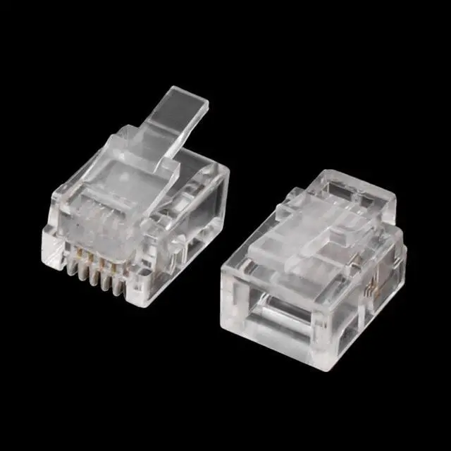 Alt view image 3 of 4 - RJ11 4P4C Plug Jack Telephone Phone Handset Cable Wire Connector Clear 50pcs