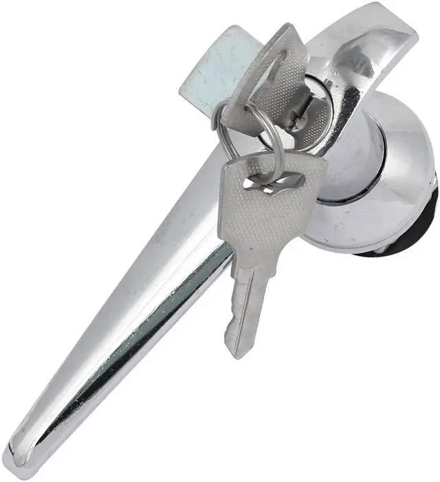 Alt view image 3 of 3 - Door Cupboard Lever Key L Shape Handle Lock w Keys Silver Tone