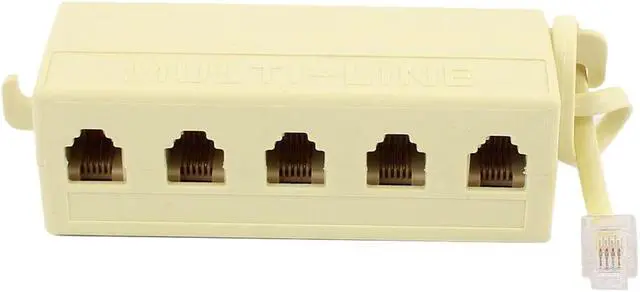 Alt view image 2 of 3 - Unique Bargains2 Pcs Plastic Housing Telephone ADSL Modem 6P4C 1 to 5 Line Splitter Filter
